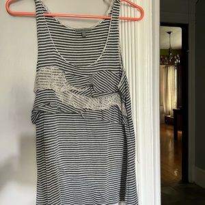 Striped lace tank top. Size large